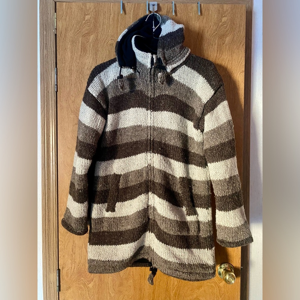 Double fleece. Winter wool coat.